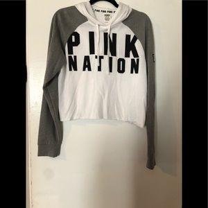 Gray and white crop sweater